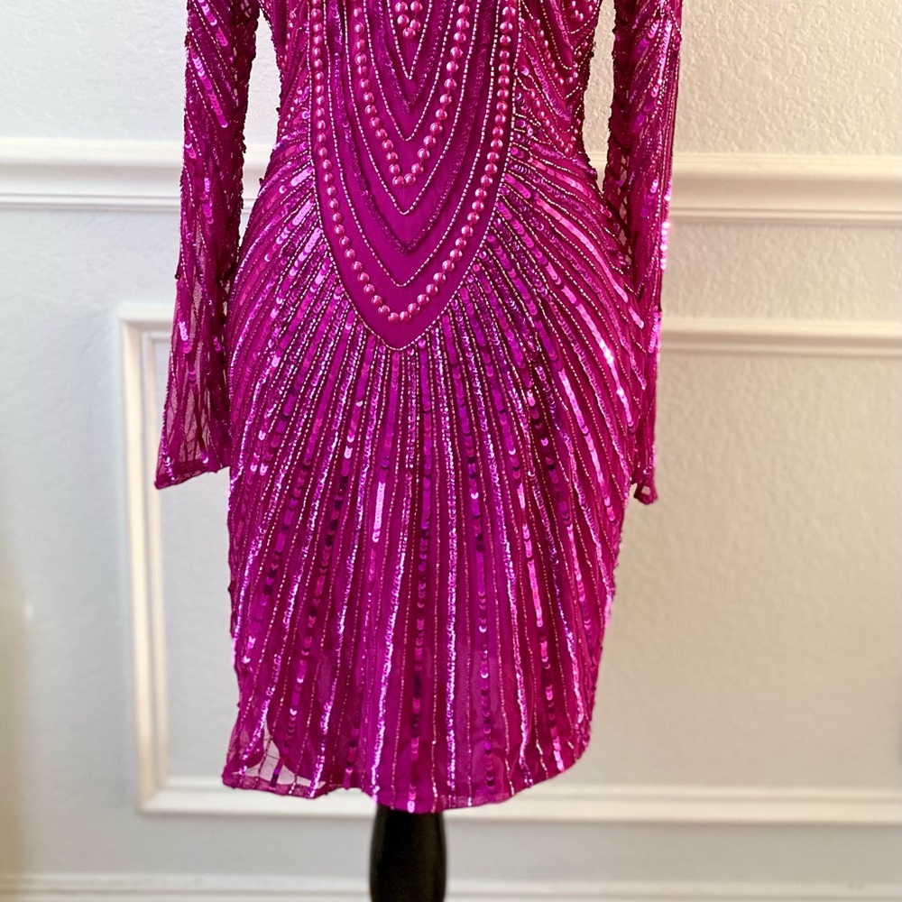Karishma Creations Zasa Chic beaded sequin short cocktail dress. - Picture 6 of 6